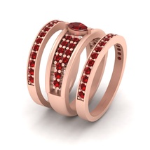 Marquise Cut Red Garnet 3Pc Engagement Ring Set Bridal Wedding Ring Set ... - $199.99