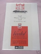 1950 Veedol Motor Oil Ad Wherever Fine Cars Travel - $7.99