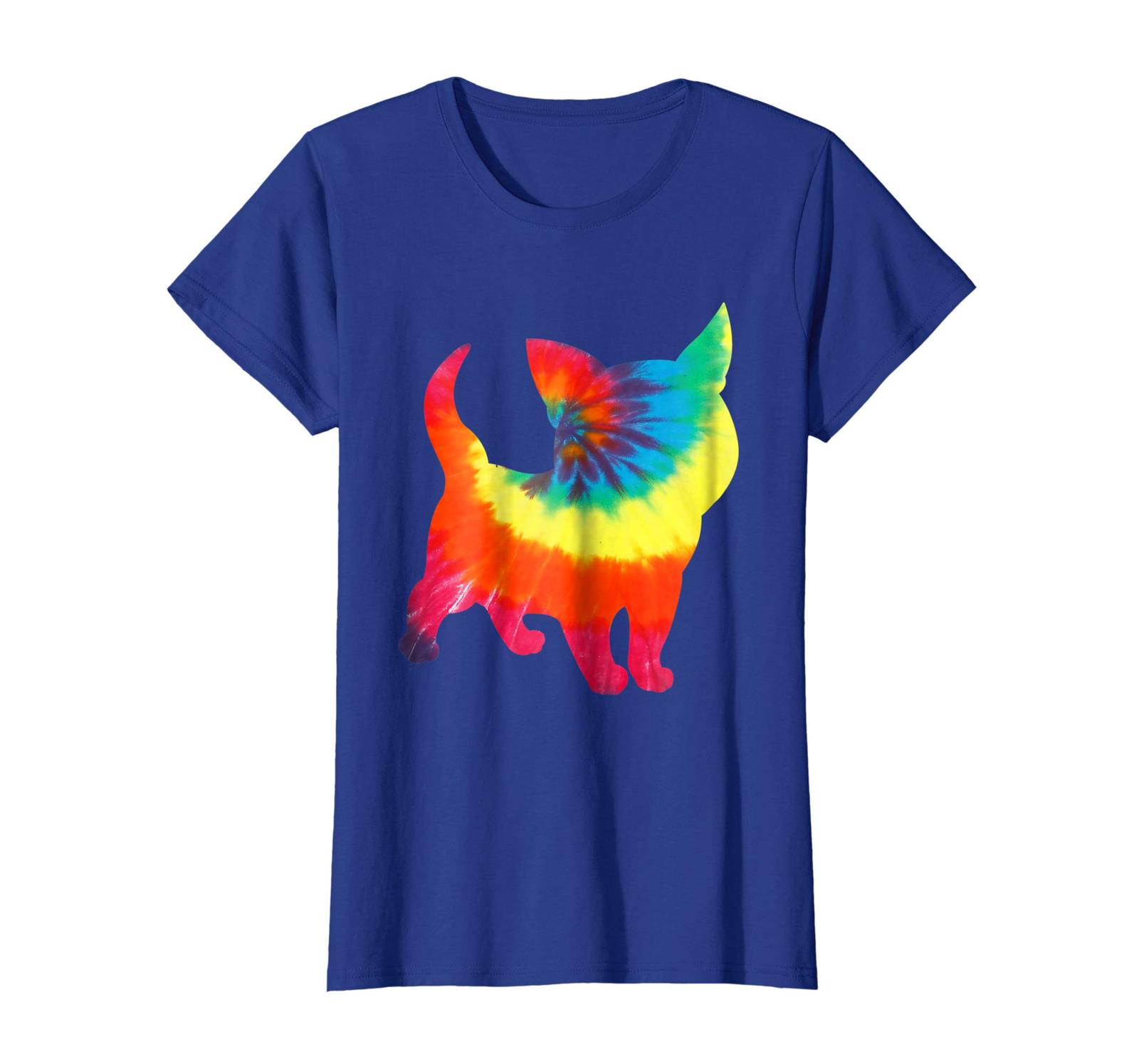 Funny Shirts Tie Dye Cat Shirt Colorful Tye Dye Kitten TShirt