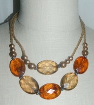 VTG Styled Faux Amber Faceted Plastic Beaded Multi Strand Choker Necklace - $19.80