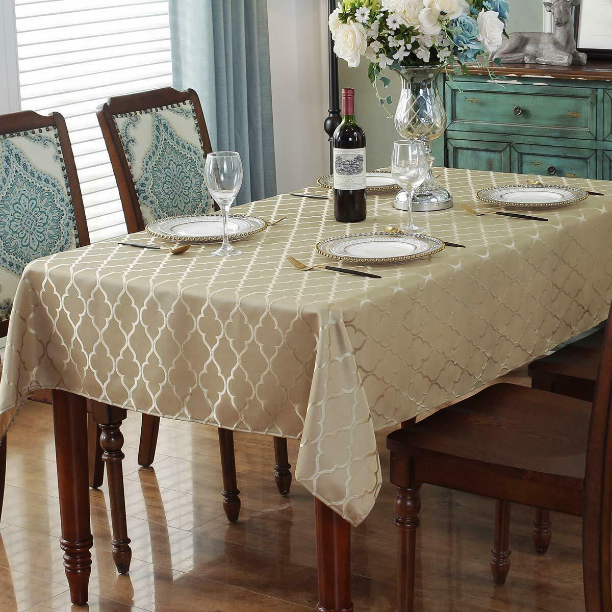 Golden 52" x 70" Fabric Dining Table Cloth Beautiful, Elegant Tablecloths