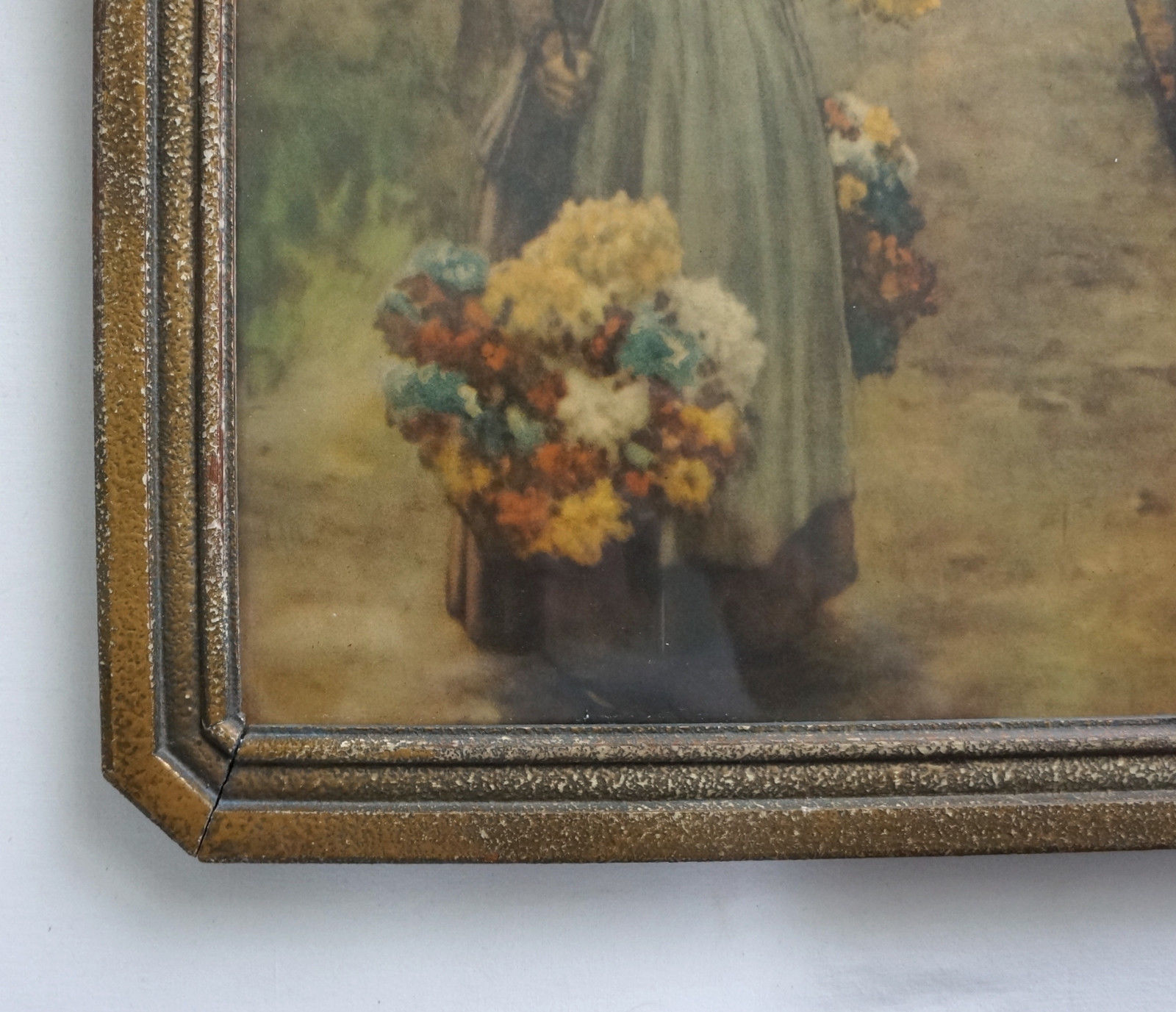 Hitchcock Flower Girl in Holland Antique Framed Print Under Glass Art Prints
