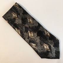 David Taylor Neck Tie Gold Silver Grey Black Modern Abstract Mens Neckwear  - $25.00