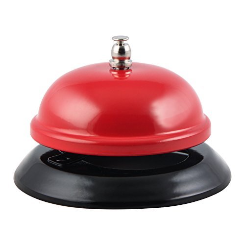 Red Call Bell, Desk Bells Ring, All-Metal Construction, Chrome Finish ...