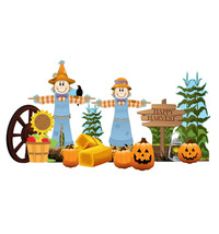 Fall Harvest Theme Halloween Outside Lawn Pumpkin Stand Up Decoration St... - $118.79