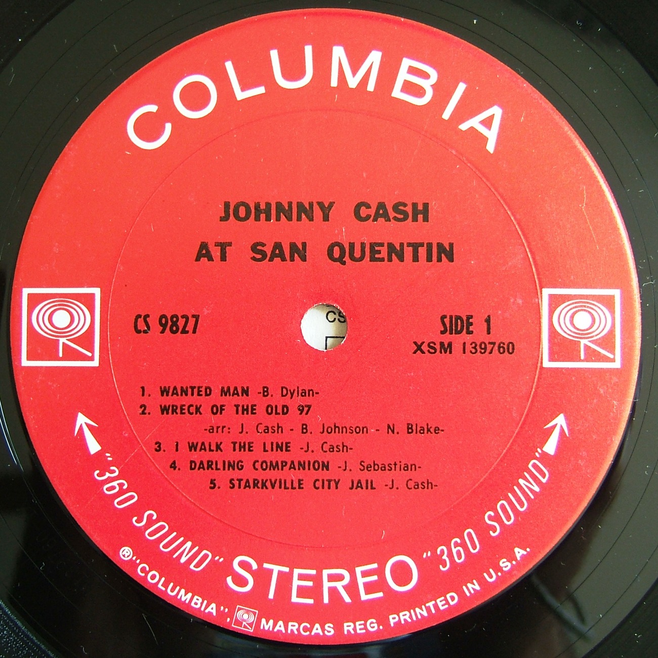 Vintage JOHNNY CASH SAN QUENTIN 1969 VINYL RECORD ALBUM CS 9827 I WALK THE LINE Records