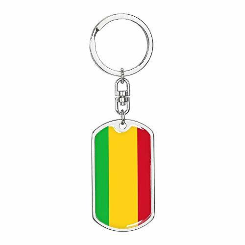 Mali Flag Swivel Keychain Dog Tag Stainless Steel or 18k Gold
