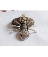 3D Movable Spider Pendant In 925 Sterling Silver, Handmade Textured Anim... - $35.00