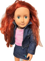 Our Generation Battat Red Hair Doll Blue Eyes Denim Jeans Outfit 18&quot; Gir... - $39.99