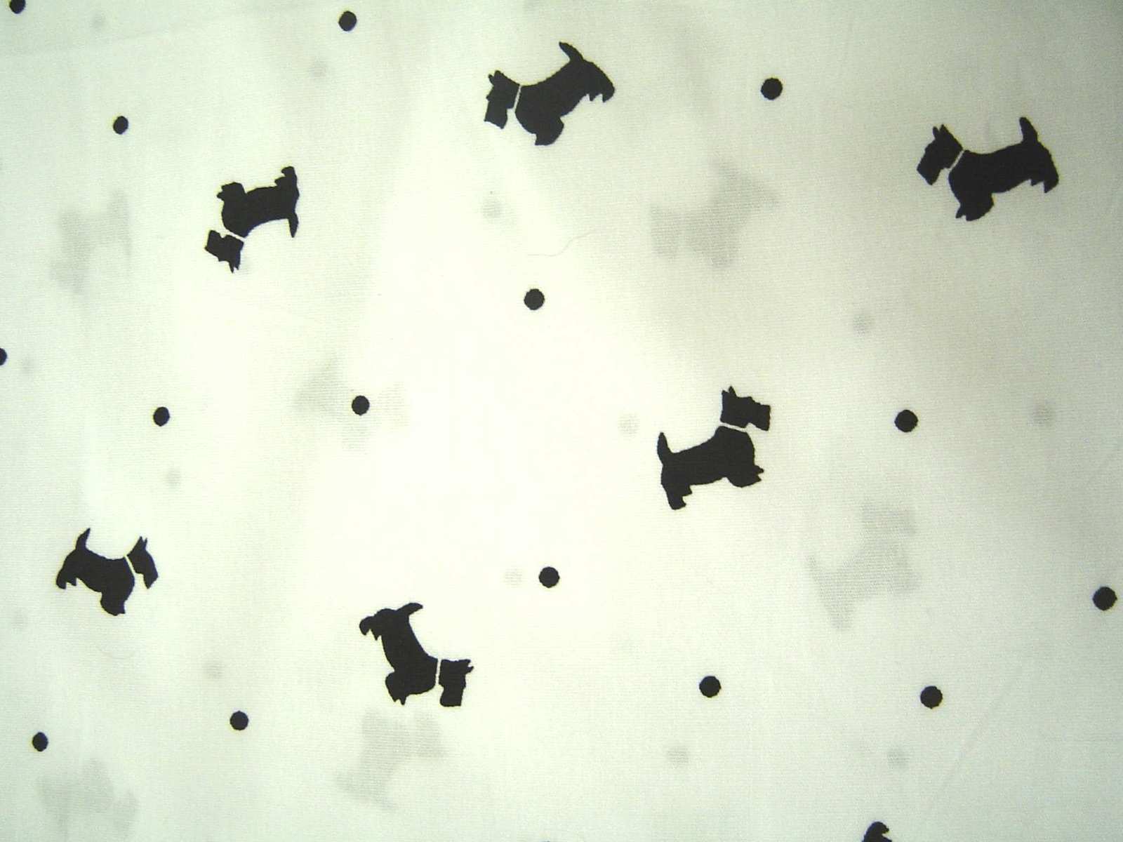 Scottie Dog Light Cotton Sewing Fabric White and Black