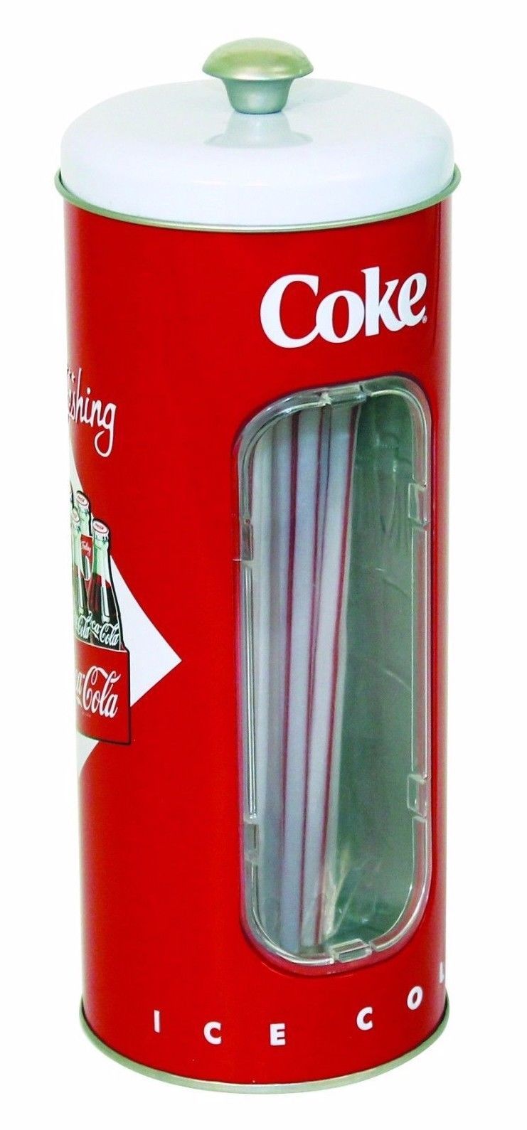 Primary image for Coca-Cola Straw Dispenser Metal Red Ombre Drink Coca-Cola in Bottles