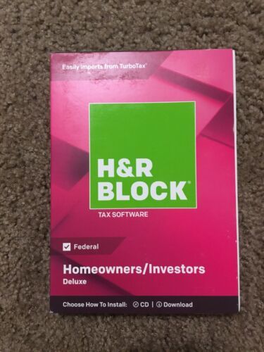 H&R BLOCK 2018 FEDERAL HOMEOWNERS/INVESTORS DELUXE TAX SOFTWARE NEW— 361 - $22.62