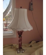 Vntg Bohemian Crystal Red Art Glass Table Lamp Star Grapes Shade (option... - $272.25