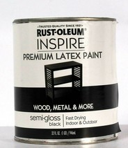 1 Can Rust-Oleum 32 Oz Inspire Semi Gloss Black Premium Latex Paint