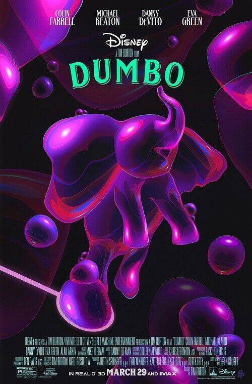 Dumbo Tim Burton 2019 Movie Poster Art Silk Print 13x20/" 24x36/" 27x40/"