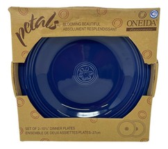 Oneida Petals Dinner Plates Blue Bell Cobalt Blue Set of 2 10.75"  27 cm Ceramic - $18.98