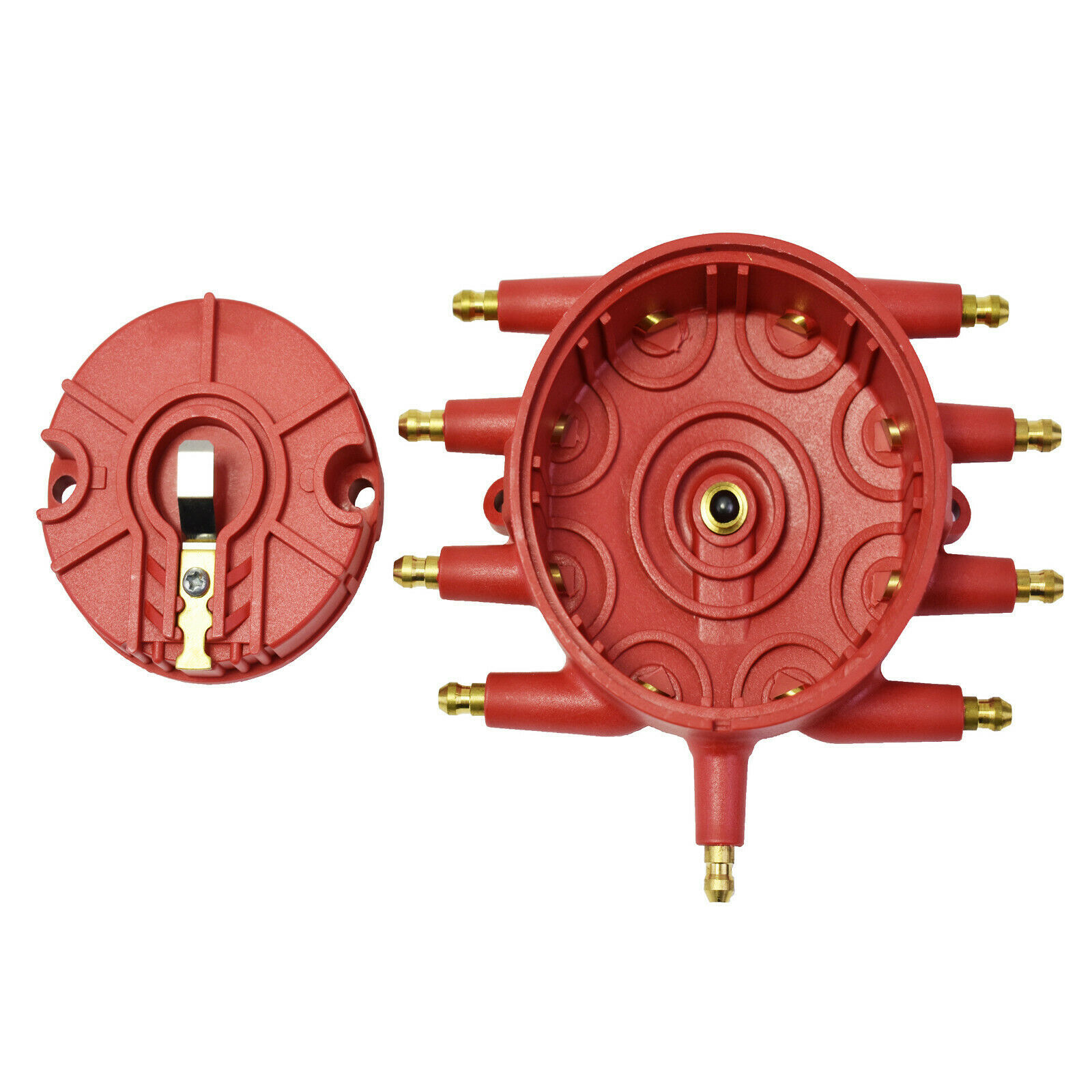 Low Profile Crab Style Replacement Distributor & Rotor Cap Male Red MSD