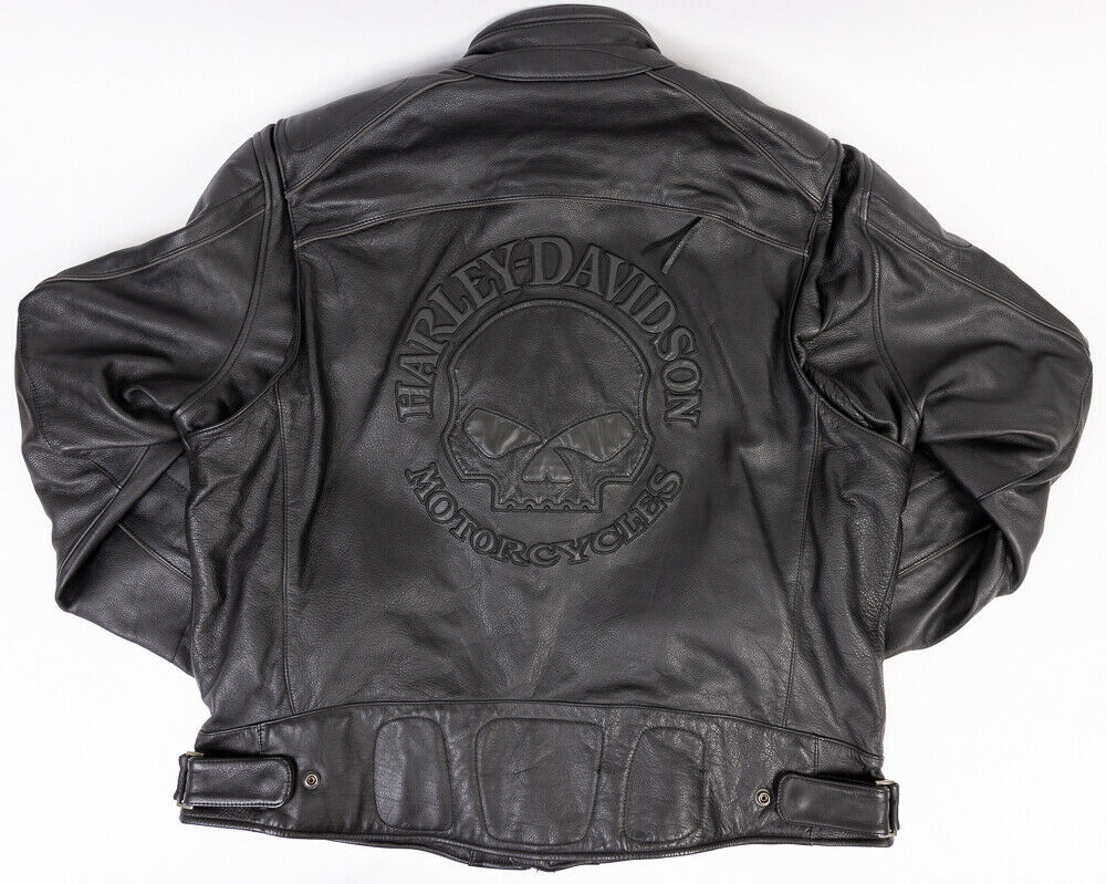 Harley Davidson Willie G Skull Reflective Leather Jacket Mens 2XL Black ...