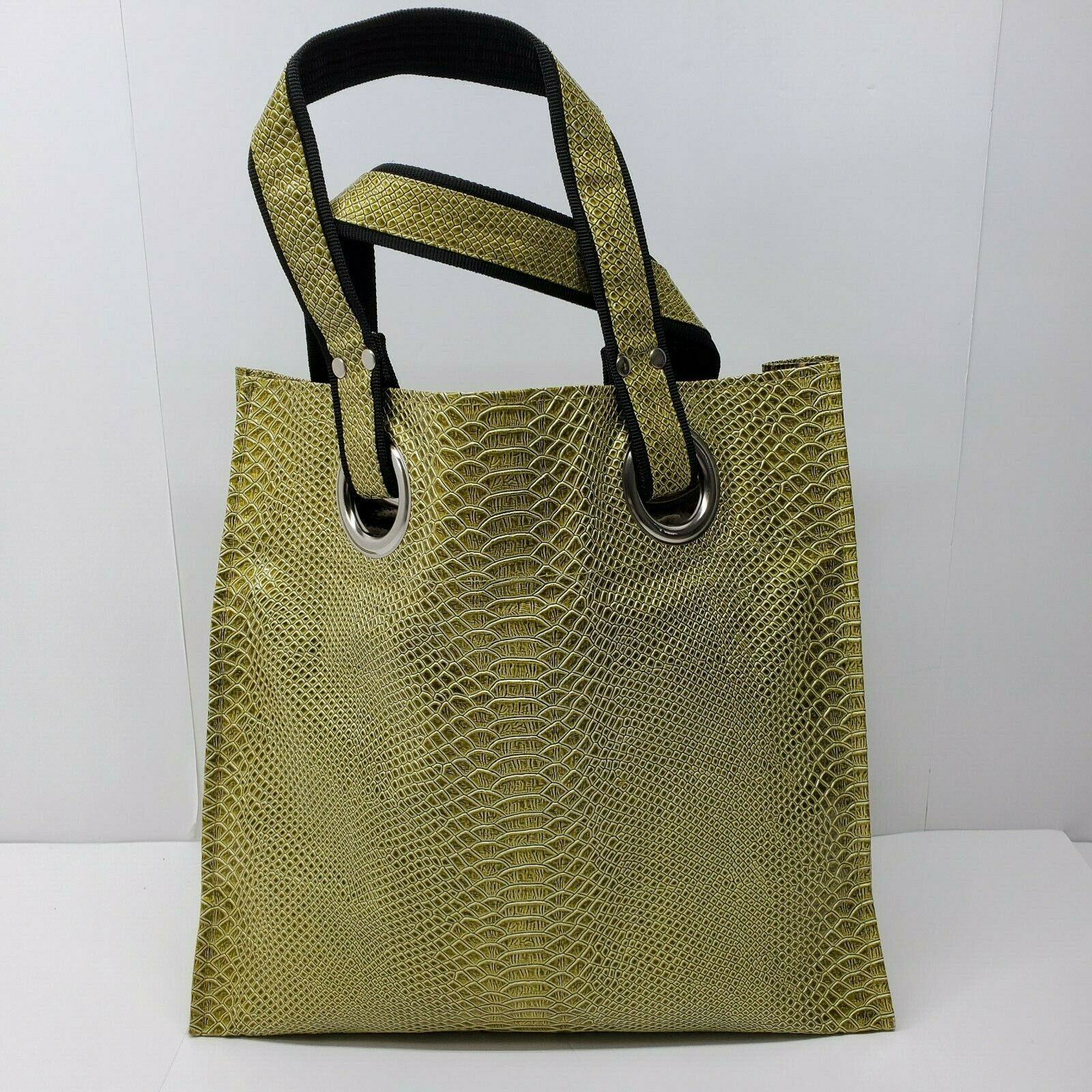 lime green snake skin purse