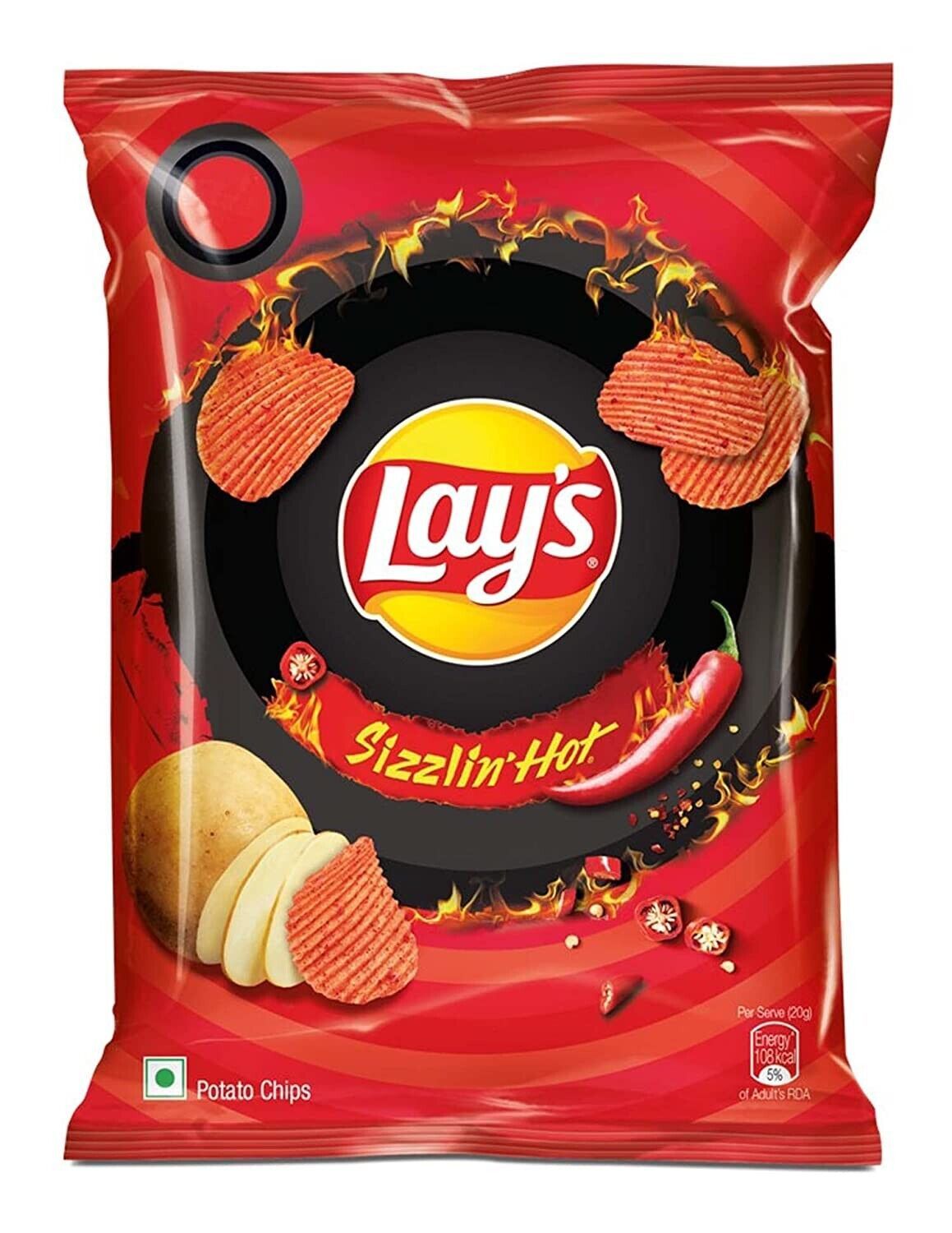 Lay's Potato Chips Sizzlin' Hot Flavour 48 grams Crisps India Lays ...