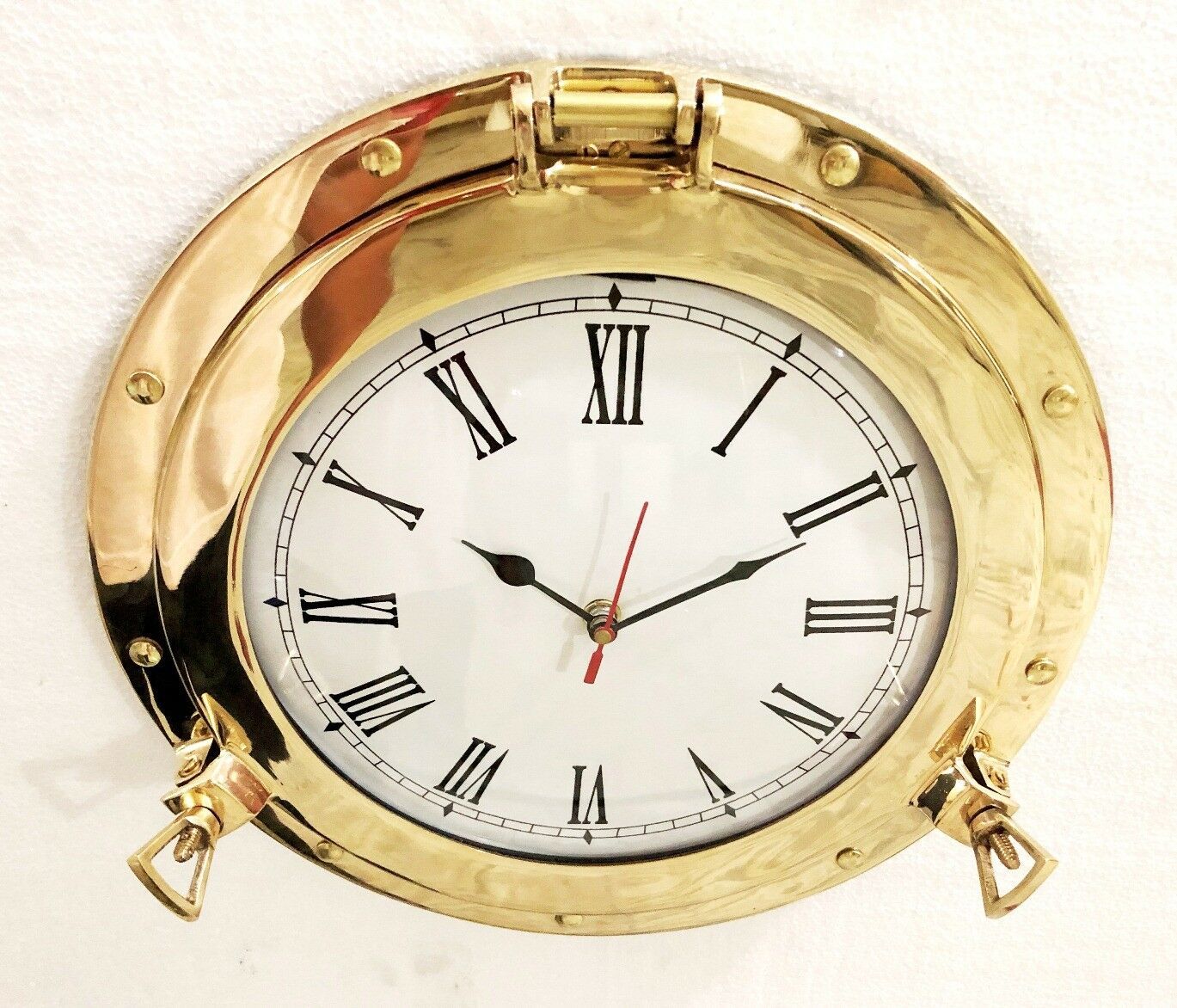 Antique Marine Brass Ship Porthole Analog Clock Nautical Wall Clock