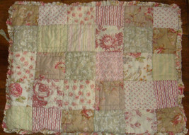 Pottery Barn 1 Standard Quilted Patchwork Floral Pillow Sham Ruffled Edge - $14.97