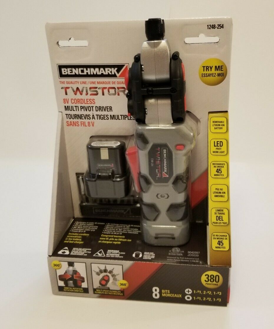Benchmark TWISTOR 8V Cordless Multi Pivot Driver Screwdriver w Battery NEW NIB Screwdrivers