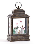 Christmas Snowman LED Water Lantern Lights Up 10&quot; High With Cardinals &amp; ... - $69.29