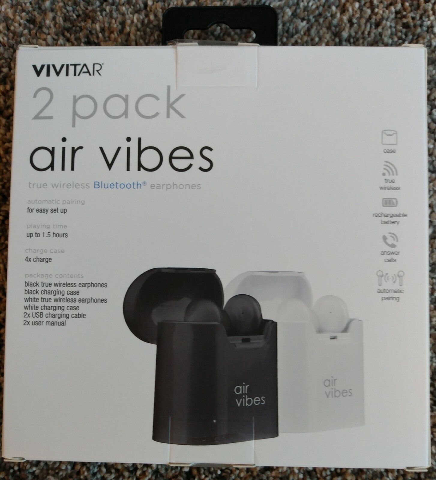 Vivitar 2 Pack Air Vibes Iosandroid True Wireless Bluetooth Earphones