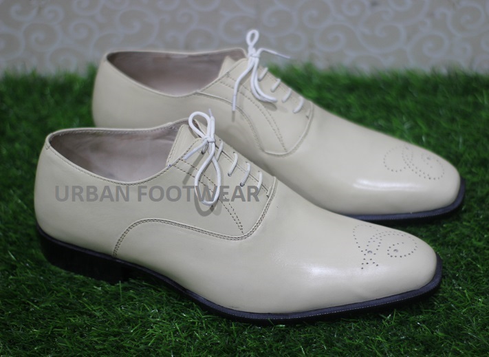 Mens New Handcrafted Shoes Genuine White Leather Lace Up Formal Dress Wear Boots
