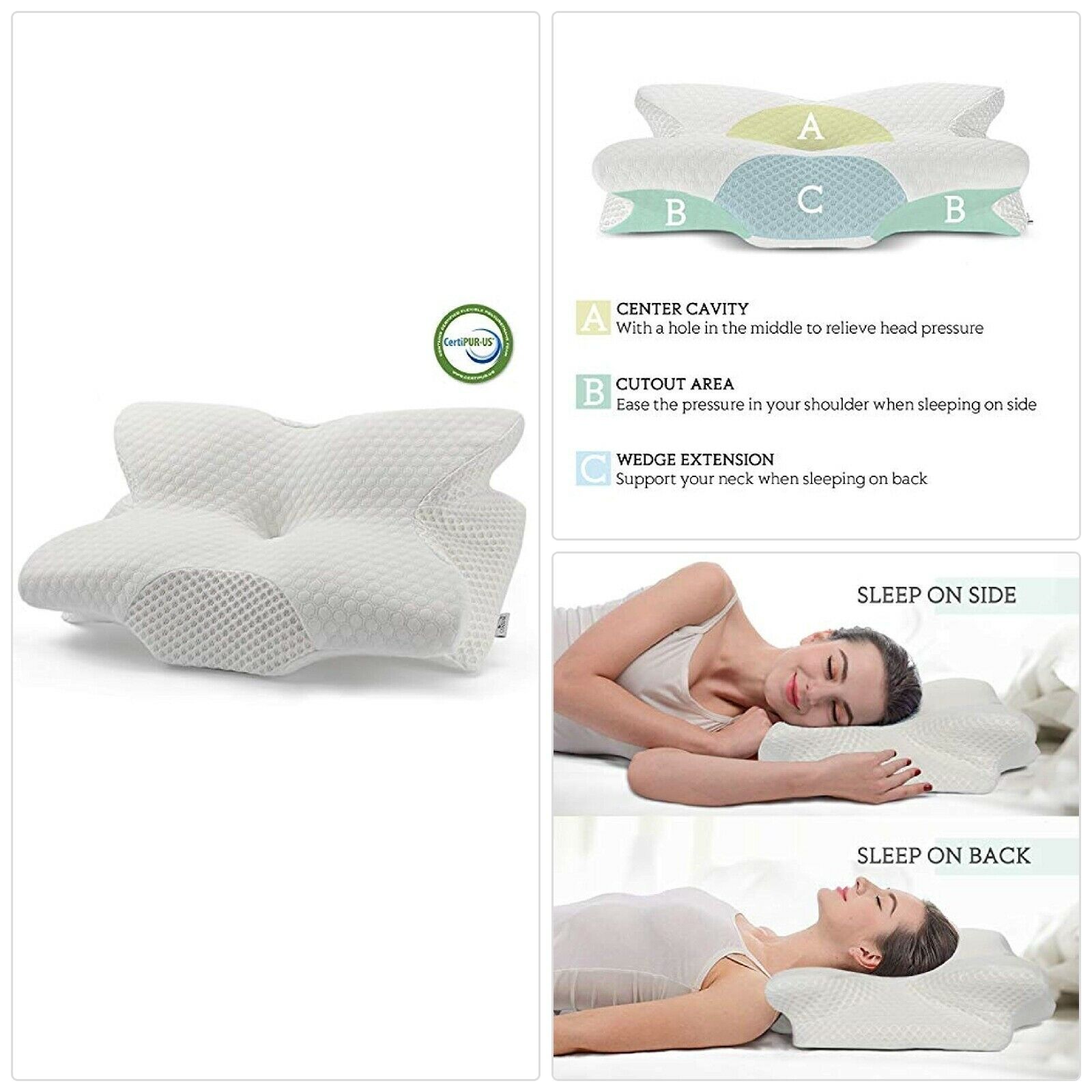 Coisum Back Sleeper Cervical Pillow - Memory Foam Pillow for Neck and ...