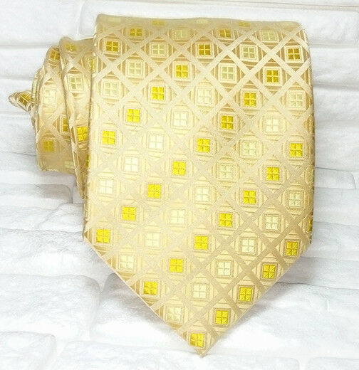 Gold geometric necktie New Limited edition 100% silk handmade TRE brand ties