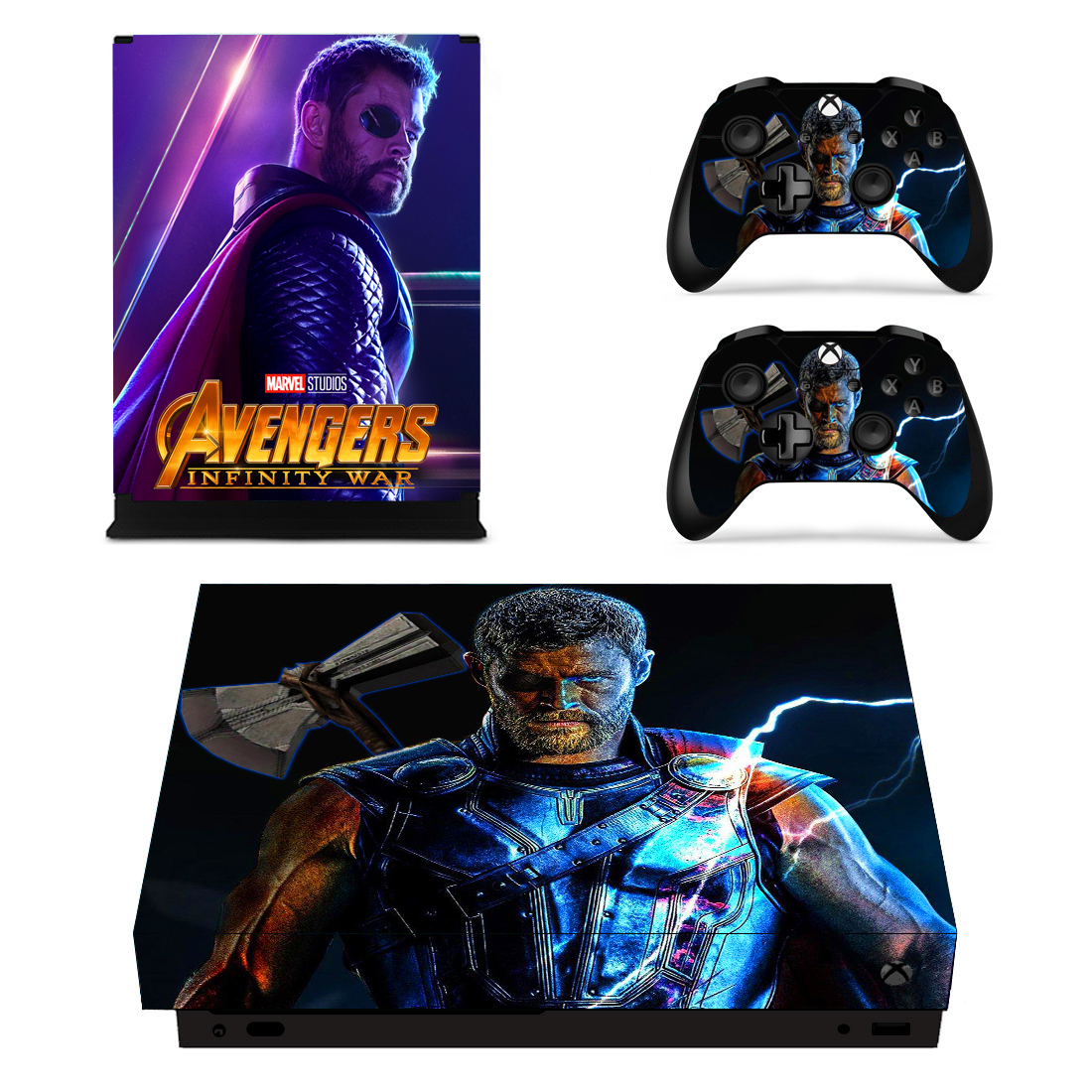 Xbox One X Console Vinyl Skin Avengers Infinity War Marvel Thor Decals ...