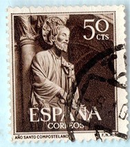 Used Spain Postage Stamp (1954) 50c St. James of Compostela - Scott # 799 - $5.87