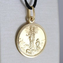 SOLID 18K YELLOW GOLD OUR MARY LADY OF THE GUARD 15 MM ROUND MEDAL MADE IN ITALY image 2