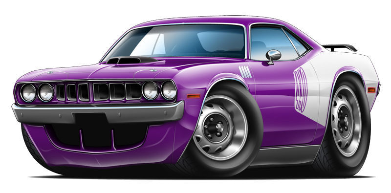 1970-72 Plymoth Cuda 340 MOPAR Cartoon Car Wall Decal Sticker Graphic ...