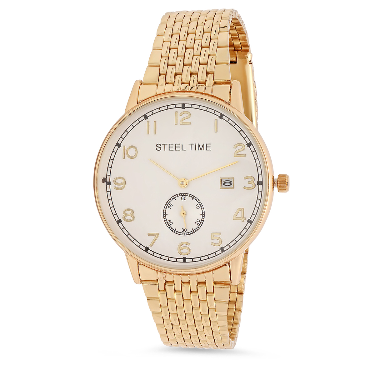 STEELTIME Mens 18K Gold Plated Classic Chain Link Watch Alloyface