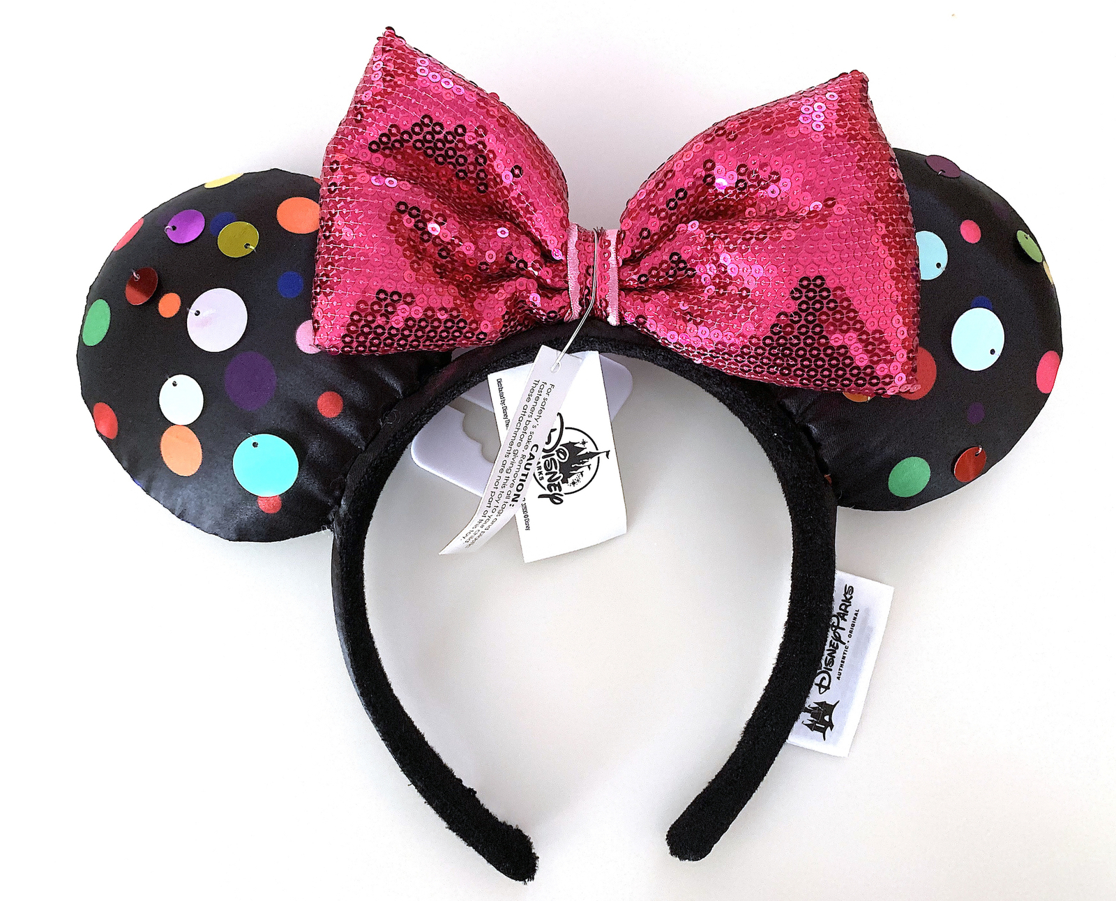 Disney Parks Mickey Minnie Mouse Pink Sequin Bow Polka Dot Ears ...