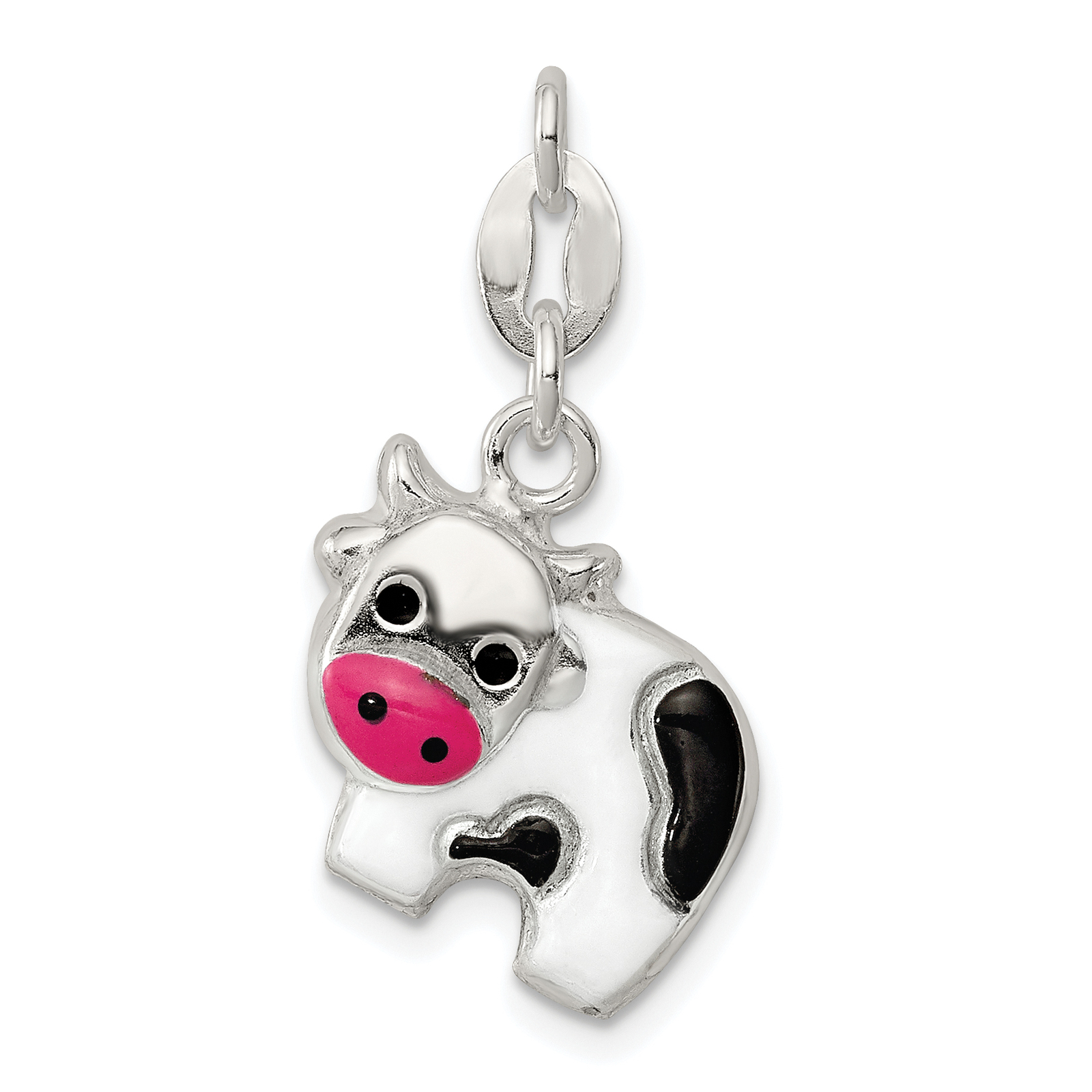 Sterling Silver Enameled Cow Charm Fine Charms & Charm Bracelets