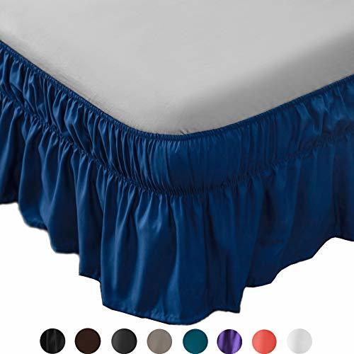 AYASW Bed Skirt 14 Inch Drop Dust Ruffle Three Fabric Sides Wrap Around ...