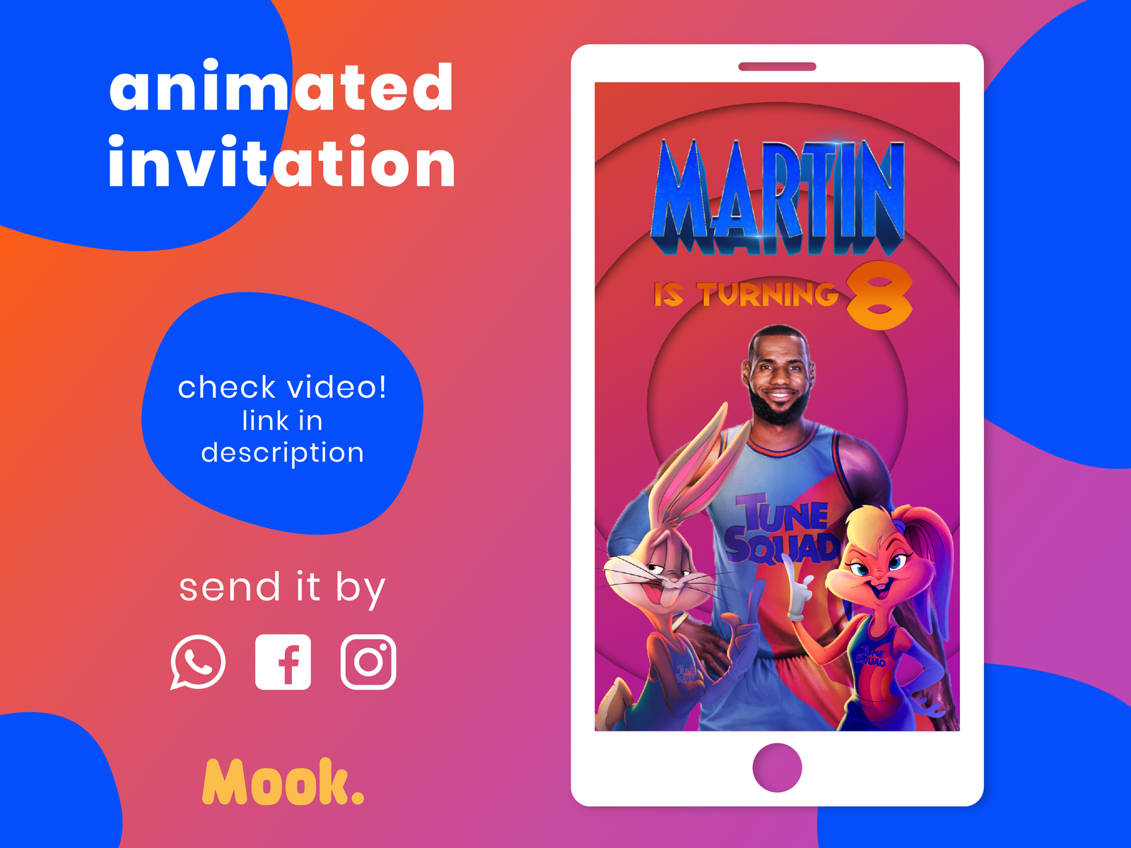 Space Jam Video Invitation Animated, Space Jam Digital Birthday ...