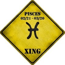 Pisces Zodiac Symbol Xing Novelty Metal Crossing Sign - $26.95