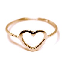 SOLID 18K ROSE GOLD HEART LOVE RING, 10mm DIAMETER FLAT HEART CENTRAL, S... - $160.14