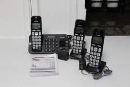 Panasonic wireless phone system with KX-TGE240 base unit + 3 KX-TGEA20 H... - $49.47