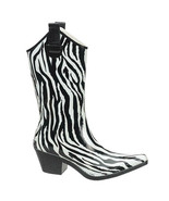 Rain Techs Womens Western Rain Boots Zebra Print Cowgirl Rubber Waterproof - $49.99