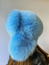 Arctic Fox Fur Hat Light Blue Full Fur Aviator Hat Ushanka Hat Trapper Fur Hat image 2