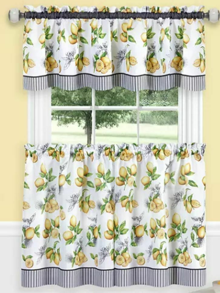LIVE LAUGH LOVE 58"x 14" 3 pc Curtains Set: 2 Tiers & Valance Green by Achim 