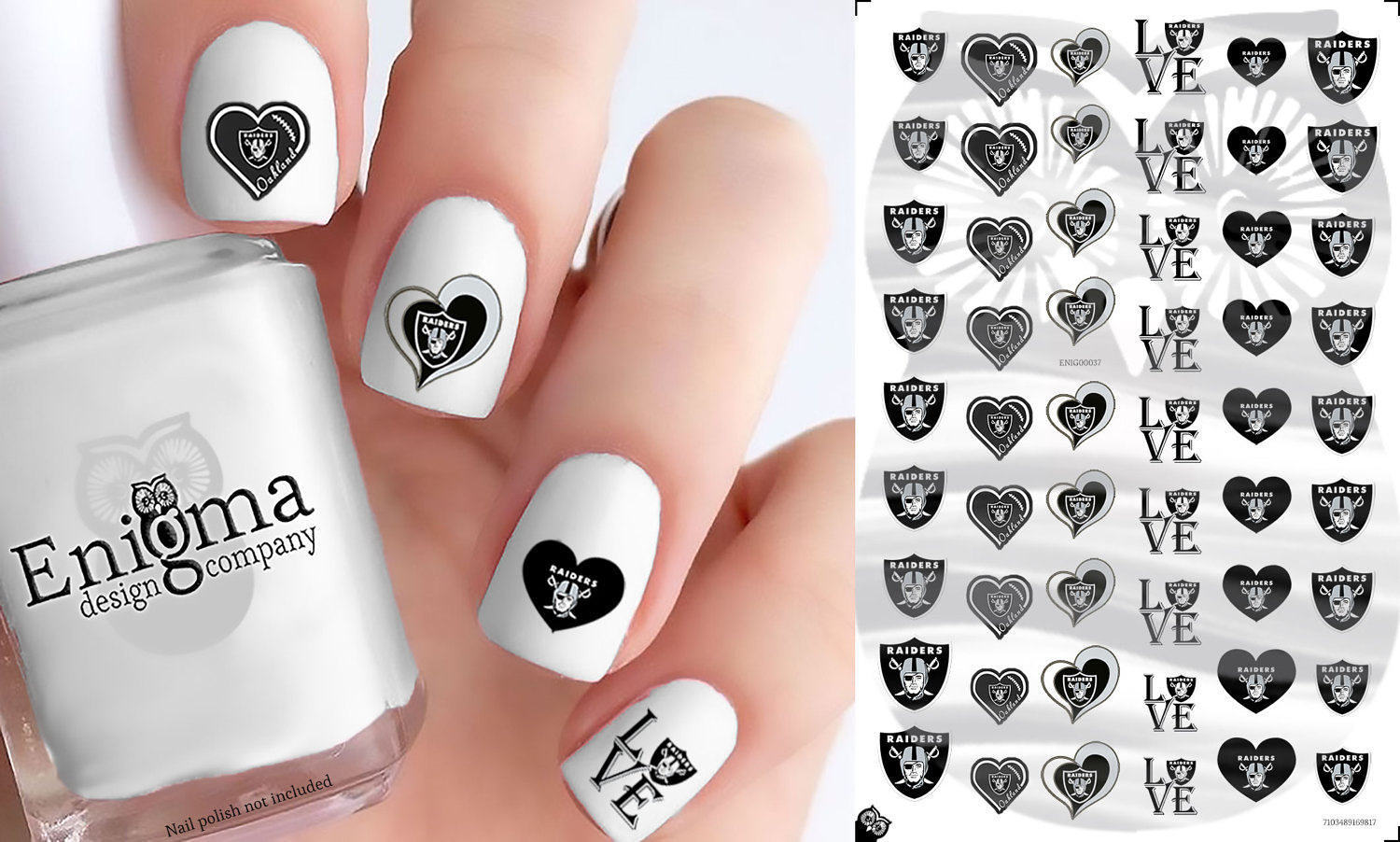 Oakland Raiders Nail Decals - Vol II (Set of 54) - Nail Art Accessories