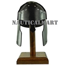 Nauticalmart Leather Greek Helmet Head Armour Black One Size