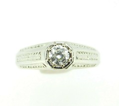 Art Deco 18k White Gold Men's 1/2ct Genuine Natural Diamond Ring (#J4498) - $2,150.00